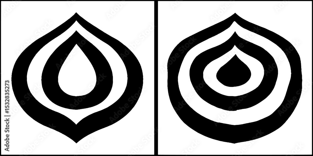 Poster abstract geometric design with concentric squares and water droplet elements