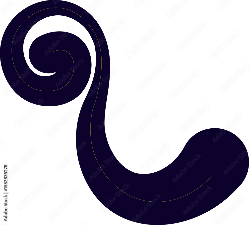 Aufkleber abstract dark navy swirl twisting into coiled wave, floating on transparent flat design background