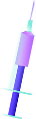 Medical syringe vector graphic is showing gradient barrel, plunger, needle, transparent background