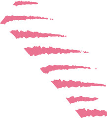 Abstract pink torn-paper brush stripes are floating on transparent background, showing jagged edges