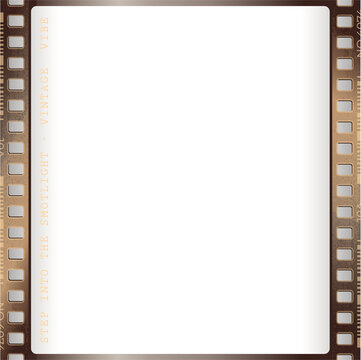 Fototapeta Showing flat filmstrip with serif text STEP INTO SMOLIGHT VINTAGE VIBE transparent, copy space