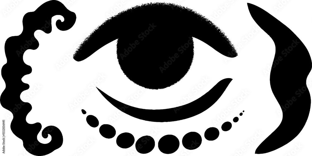 Poster abstract eye design with swirls and arcs for creative projects