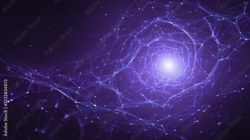 Poster abstract violet technology network background with light effects