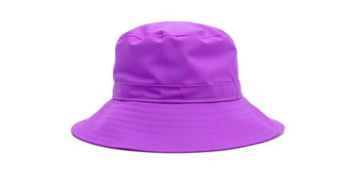 Fototapeta premium A vibrant purple bucket hat, isolated on a pure white background , headwear, fashion accessory