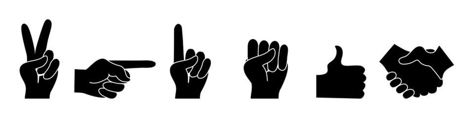 Human hands icons set. handshake vector illustration. Gesture Editable Stroke Icons.