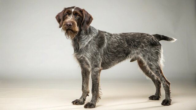 German Wirehaired Pointer on studio background