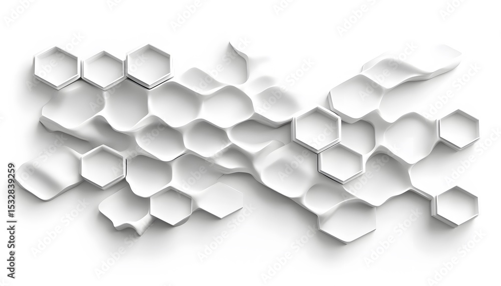 Poster abstract hexagonal pattern with organic shapes.