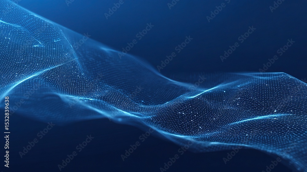 Aufkleber azure digital wave background with connected elements and depth