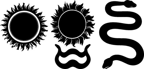Inca sun symbols and serpent design for cultural and artistic projects