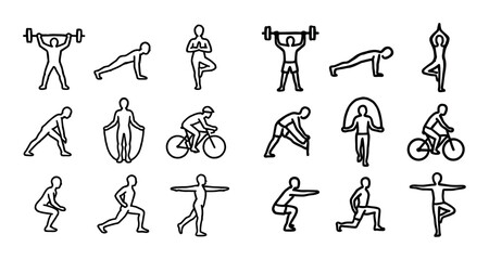 Fototapeta premium Fitness Silhouette Icons