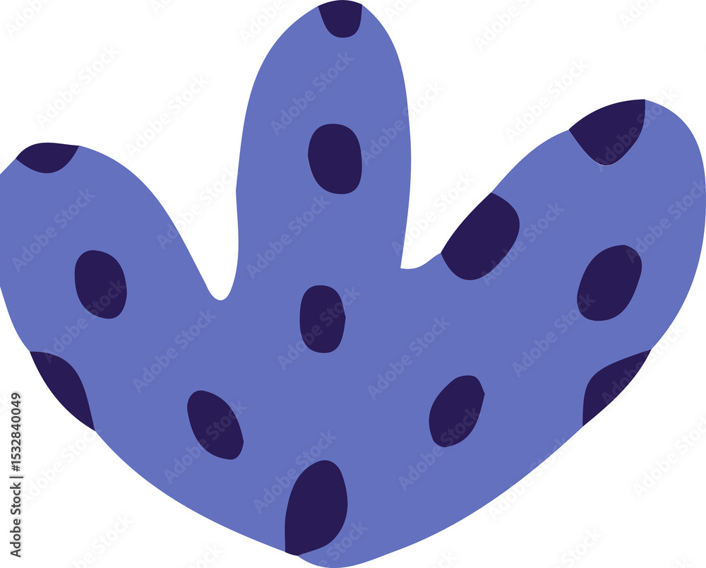 Poster abstract three-lobed form is floating on transparent canvas, with flat design coral motif