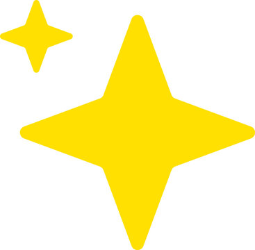 Naklejki Pair of flat stars floating on transparent canvas with larger and smaller sparkle icons, copy space