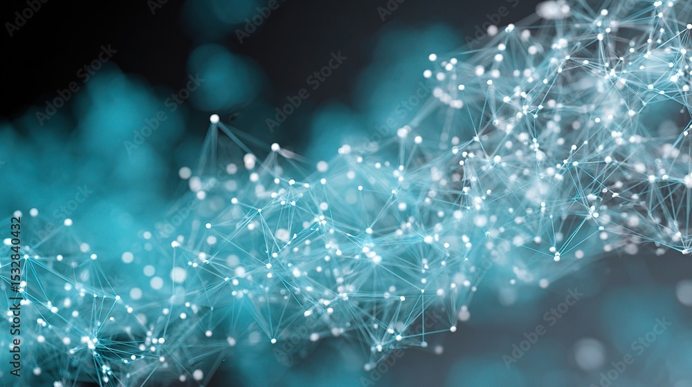 Poster abstract technology network background in turquoise color tone