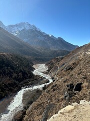 Lobuche River Valley in the Himalayas, Nepal