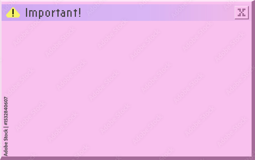 Poster flat ui pop-up alert is floating on transparent bg showing important text warning icon close button