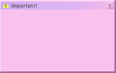 Flat UI pop-up alert is floating on transparent BG showing Important text warning icon close button