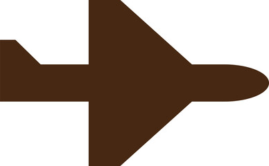 Side profile silhouette of jet airplane is floating in flat design with transparent background