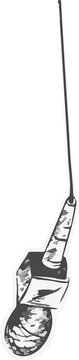 Fototapeta Handheld dynamic microphone is hanging by cable in grayscale flat design on transparent backdrop