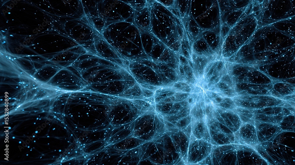 Poster digital blue fractal grid connections in deep space environment