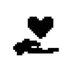 Obraz premium A pixelated heart icon showcasing retro sprite design. the mosaic art style adds a unique charm.
