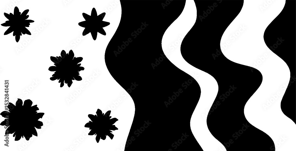 Poster abstract mosaic patterns with swirl lines and star clusters for modern design