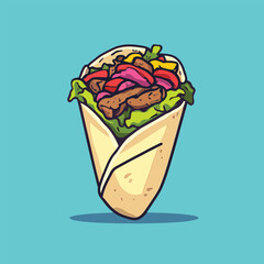 Savory Meat and Veggie Wrap Illustration