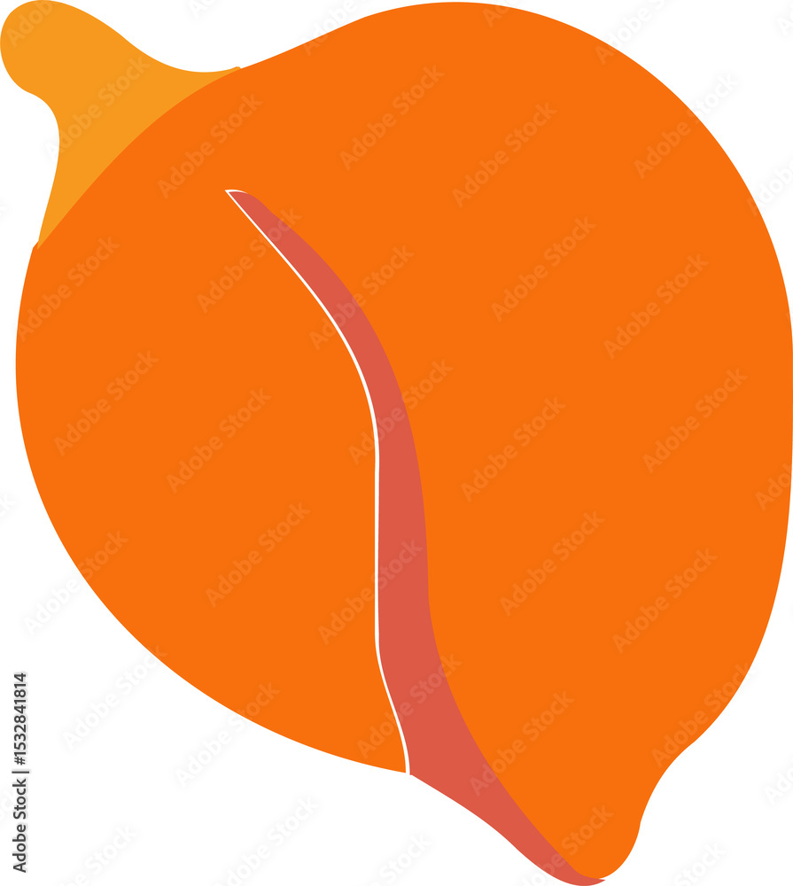 Poster displaying flat stylized fruit with yellow stem and red accent stripe on transparent background