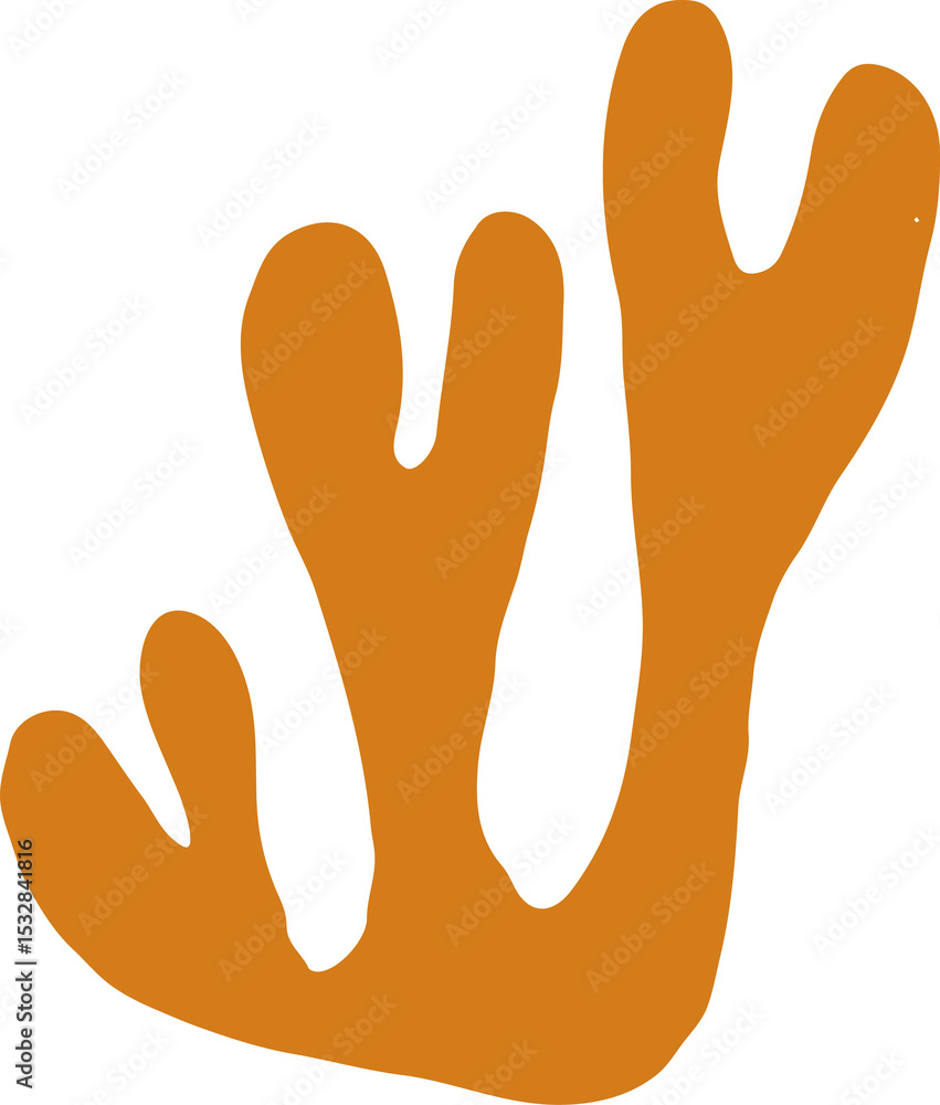 Aufkleber flat vector showing orange abstract coral branch floating on transparent background, copy space