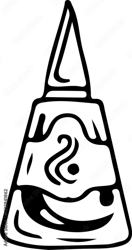 Poster stylized flat lava lamp is showing abstract flowing shapes inside body on transparent background