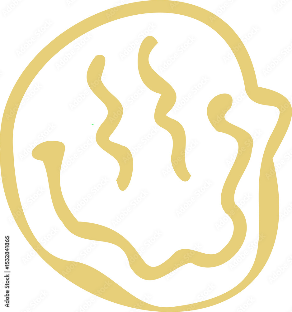 Aufkleber abstract yellow circle with wavy lines is floating on transparent background in flat design