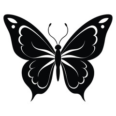 Elegant black butterfly silhouette vector illustration