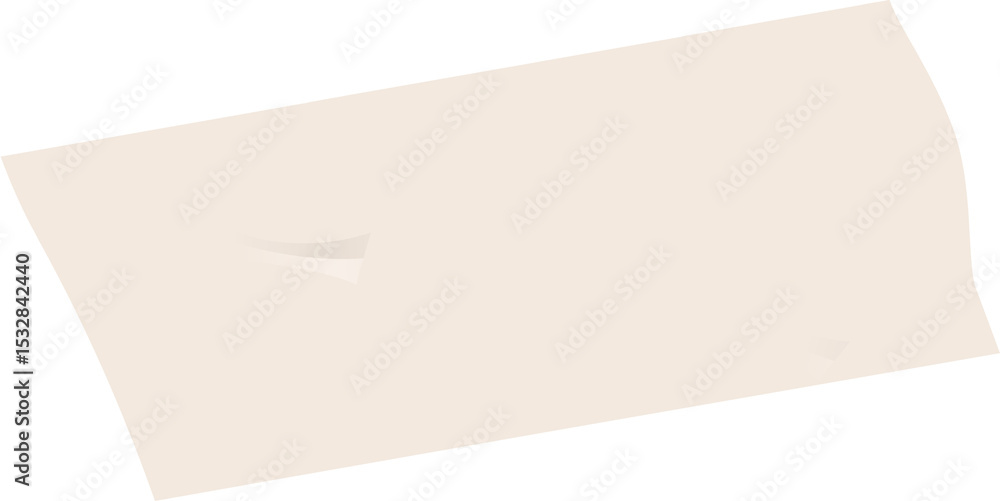 Poster showing light beige quadrilateral shape with curved edges tilting on transparent background