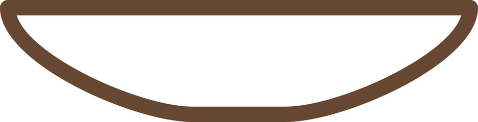 Flat design brown semicircular arc is forming curved line on transparent background, copy space