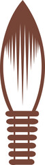 Stylized light bulb icon is showing internal waveform bars in flat brown, transparent background