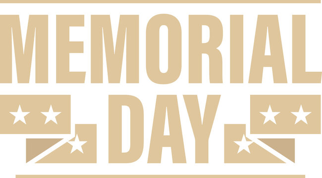 Naklejki Flat design is featuring MEMORIAL DAY block letters and ribbon stars on transparent background
