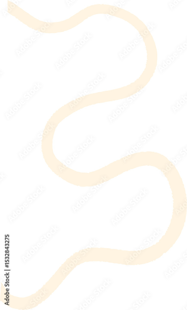 Poster abstract cream-colored ribbon-like wavy line flowing on transparent background in flat design style