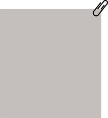 Sheet of light grey paper is showing folded corner with black paperclip on transparent background