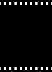 Stylized film strip border is showing in flat design, with sprocket holes on transparent background