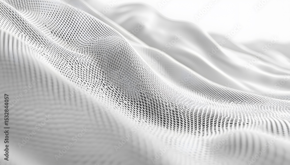 Poster abstract white mesh fabric texture with intricate pattern.