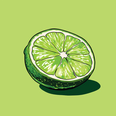 Vibrant Lime Half Juicy Green Citrus Slice Illustration