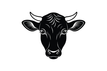 Silhouette tattoo style illustration of a cow's head.eps