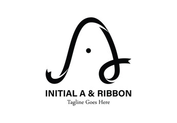 Initial letter A logo with ribbon combination