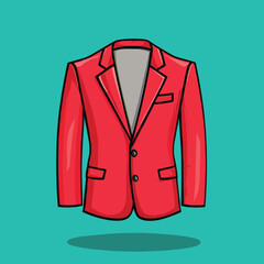 Vibrant Red Blazer with Black Outlines and Shadow Stylish and Modern