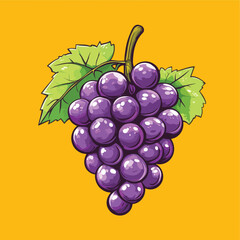 Vibrant Purple Grape Cluster with Lush Green Leaves
