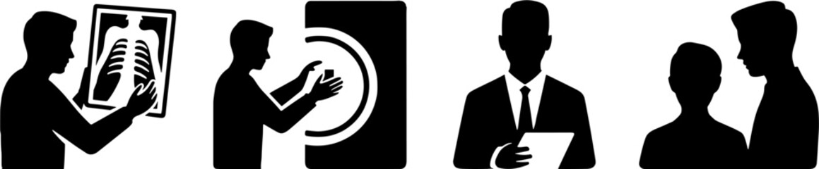 Medical Staff Analyzing Xray MRI Scan and Patient Consultations