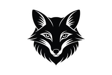 Silhouette tattoo style illustration of a fox's head with alert eyes.eps