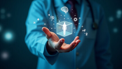 businessman pressing social network icon