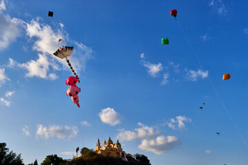 Sky Full of Kites over Church of Los Remedios