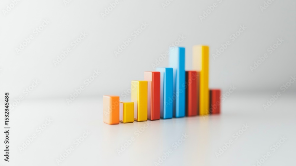 Poster Cluster of bar charts with varied colors and sizes, positioned on a clean white background for a clear and simple presentation.