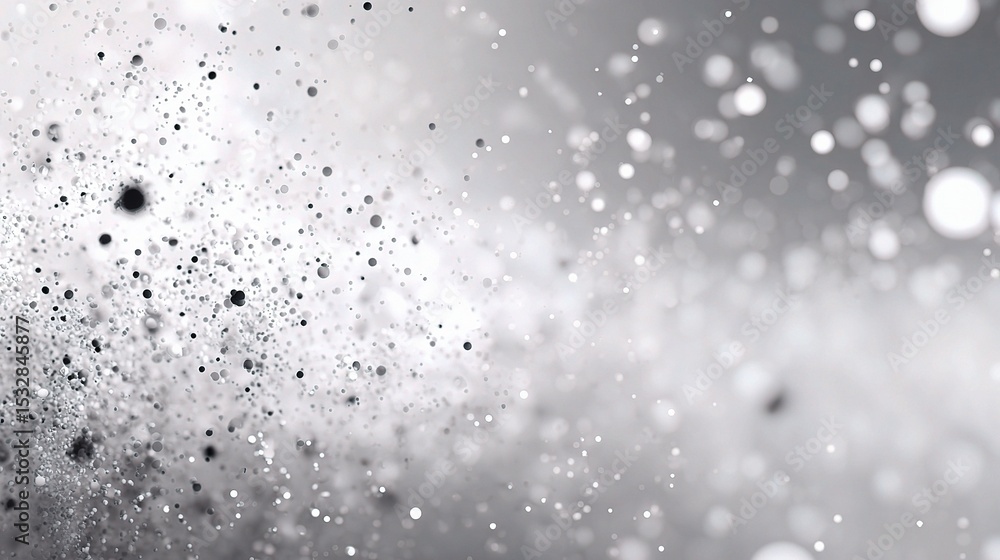 Poster grey and white particle field with floating dots in spa atmosphere